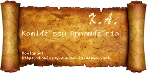 Komlóssy Annamária névjegykártya